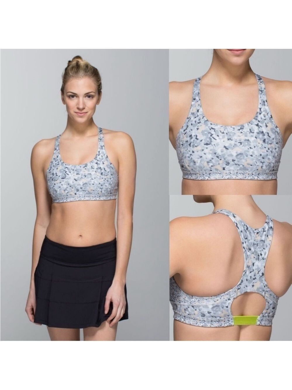 Lululemon Top Speed Bra Petite Fleur Silver Spoon, size 6